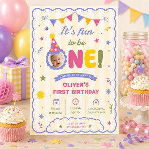 Invitation C'est Amusant D'être Un Photo Garçon 1er Anniversa