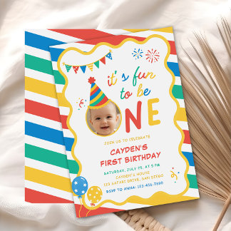 Invitation C'est amusant d'être une photo colorée pour un pre