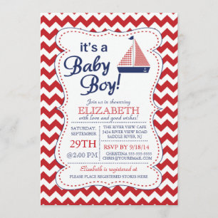 Invitation C'est Baby Boy Sailboat Nautical