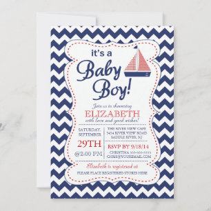 Invitation C'est Baby Boy Sailboat Nautical