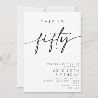 Invitation C'Est Cinquante-Cinquante-Anniversaire Minimal