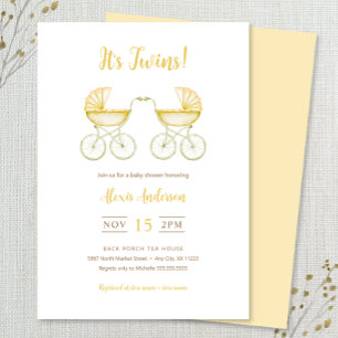 Invitation C'est des jumeaux avec une Baby Shower de landaus