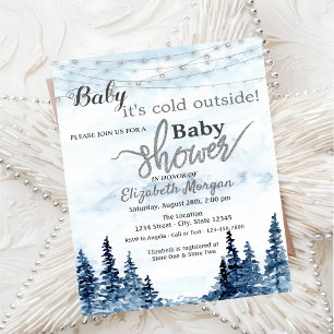 Invitation C'est froid dehors Baby Shower forêt d'hiver