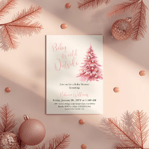 Invitation C'est Froid Dehors Ruban Rose Hiver Fille Baby Sho