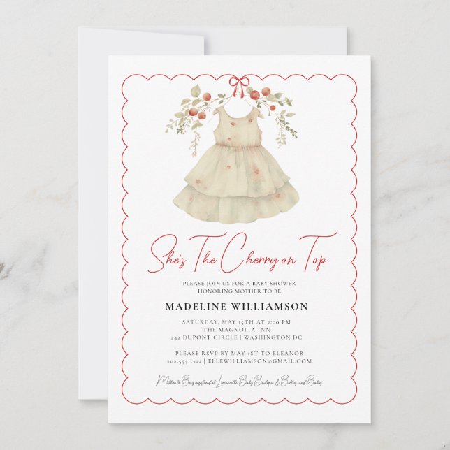 Invitation C'est la cerise sur le Baby shower d'aquarelle sup (Devant)