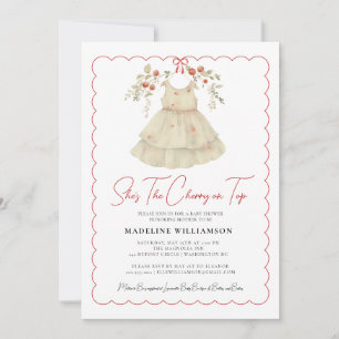Invitation C'est la cerise sur le Baby shower d'aquarelle sup
