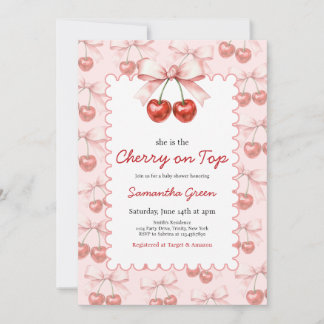 Invitation C'est la cerise sur le Baby shower supérieur