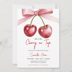 Invitation C'est la cerise sur le Baby shower supérieur