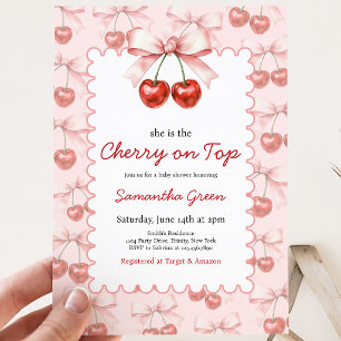 Invitation C'est la cerise sur le Baby shower supérieur