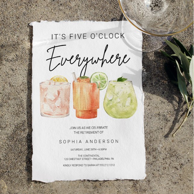 Invitation C'est la fête de la retraite à cinq heures partout (Créateur téléchargé)