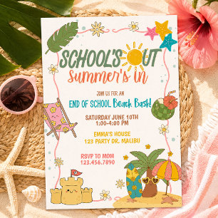 Invitation C'est la fin de l'école, l'été est arrivé, soirée