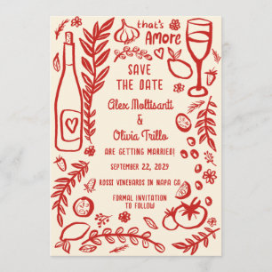 Invitation C'est la nourriture italienne de l'amour SAUVEGARD