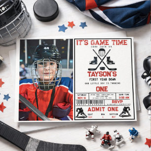 Invitation C'est la photo de la fête d'anniversaire de Hockey