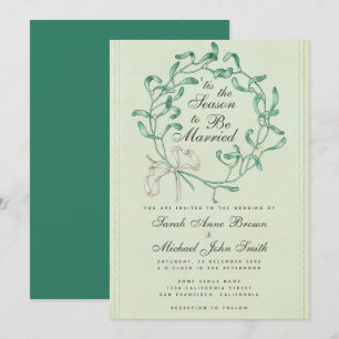 Invitation C'est la saison Couronne de gui pour mariage de No