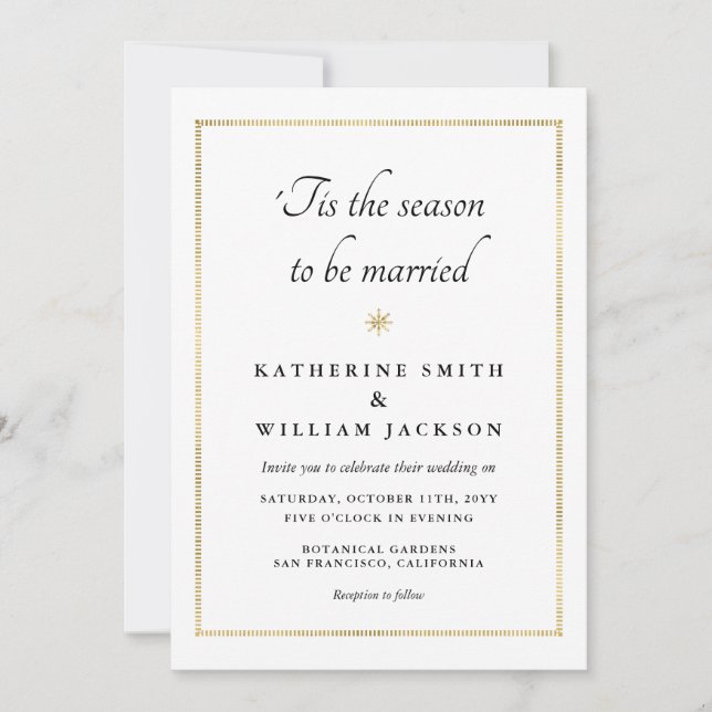 Invitation 'C'est la saison d'être marié Gold Mariage frontiè (Devant)