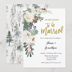 Invitation C'est la saison d'être marié Noël Floral