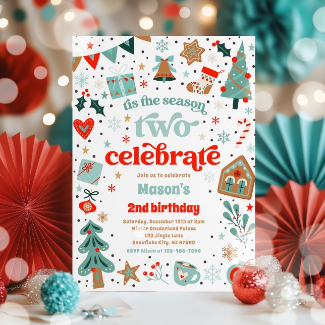 Invitation C'Est La Saison Deux Célébrer Noël Anniversaire (Créateur téléchargé)