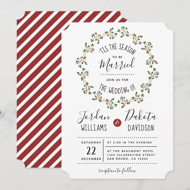 Invitation C'Est La Saison | Mariage de Noël (Devant / Derrière)
