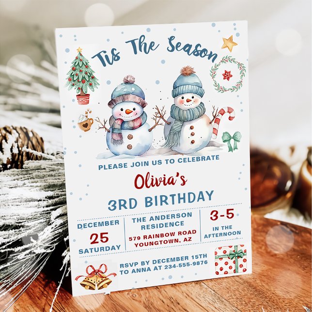Invitation C'Est La Saison Noël Vacances Snowman Anniversaire (Créateur téléchargé)