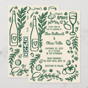 Invitation C'est l'Amore Nourriture Italienne Mariage Partie