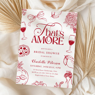 Invitation C'est l'Amour Baby Shower Rouge