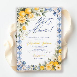 Invitation C'est l'Amour Carrelage Bleu Citron Fête de Mariag