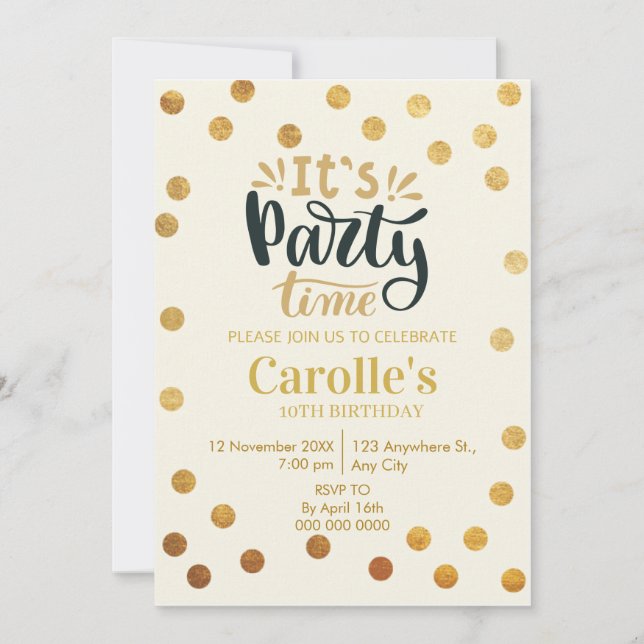 Invitation C'est l'anniversaire de fête (Devant)