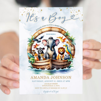 Invitation C'est le Baby shower d'arche de A Boy Cute Animal