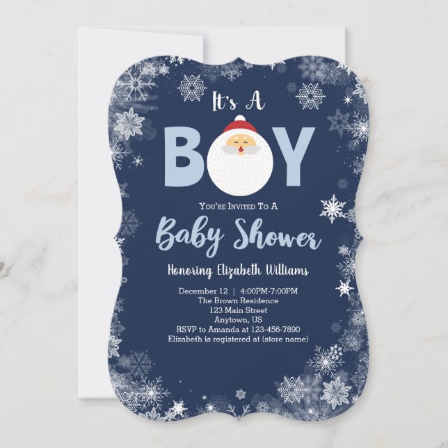 Invitation C'est le Baby shower de Noël de A Boy Père Noël (Devant)