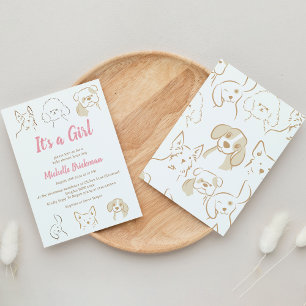 Invitation C'est le Baby shower rose chiot d'une fille Cutie