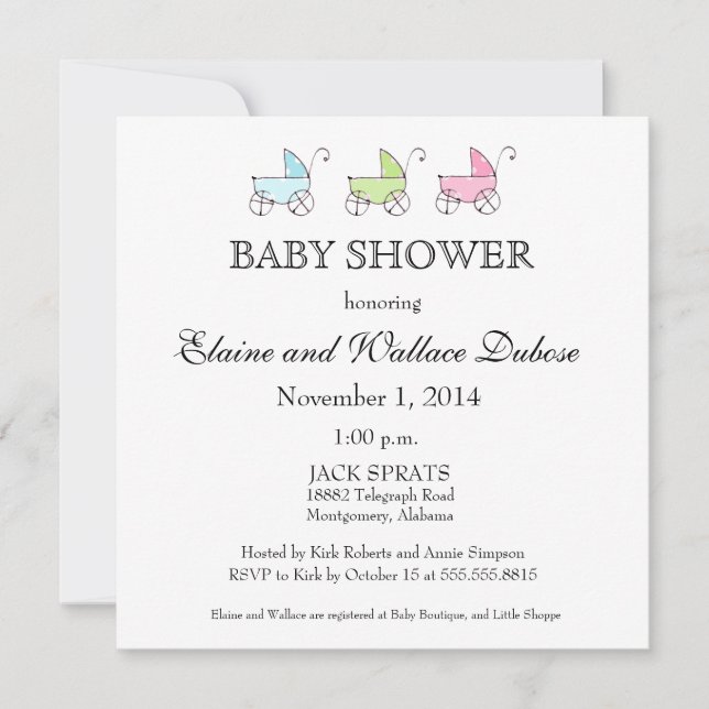 Invitation C'est le Baby shower Triplets (Devant)