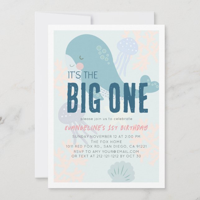 Invitation C'est le Big One Blue Whale 1er anniversaire (Devant)