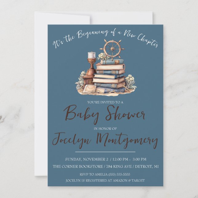 Invitation C'est le début d'un nouveau Baby shower de chapitr (Devant)