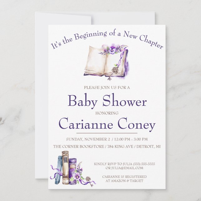 Invitation C'est le début d'un nouveau chapitre, Baby shower (Devant)