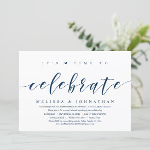 Invitation C'est le moment de célébrer, mariage intime fête à