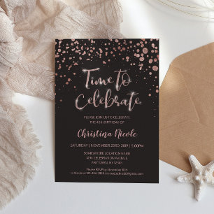 Invitation "C'est le moment de célébrer" Rose Gold Gris Simpl
