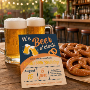 Invitation C'est l'heure de la bière Rétro 60e anniversaire 