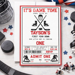 Invitation C'est l'heure du hockey pour la fête du premier an