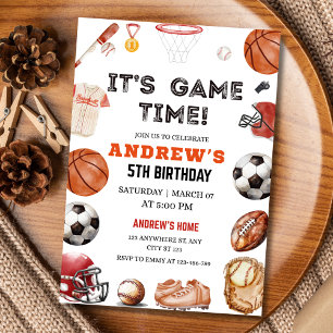 Invitation C'est l'heure du jeu Anniversaire Basketball Footb