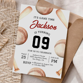 Invitation C'est l'heure du jeu Baseball fête d'anniversaire