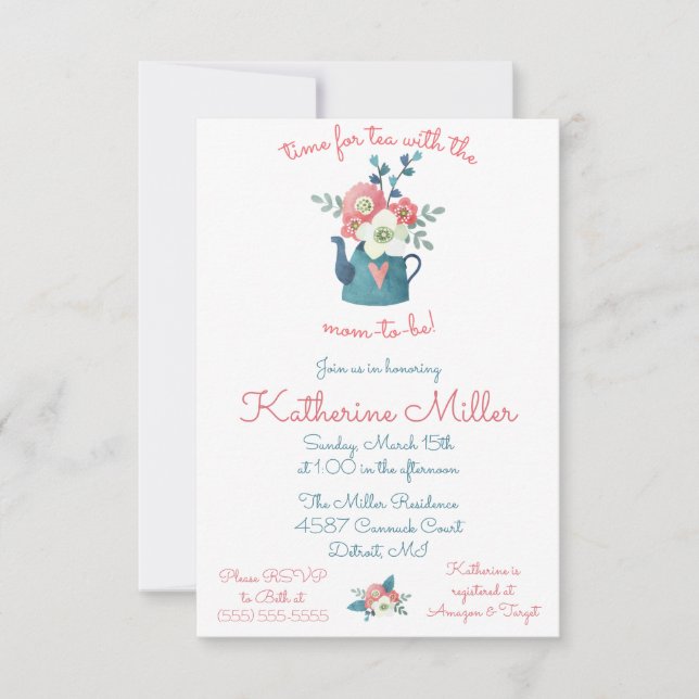 Invitation C'est l'heure du thé avec la maman-to-be ! Douche (Devant)