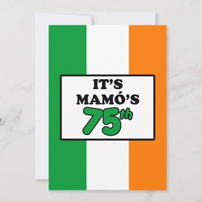 Invitation C'est l'Invitation irlandais de Mamo pour le 75ème (Devant)