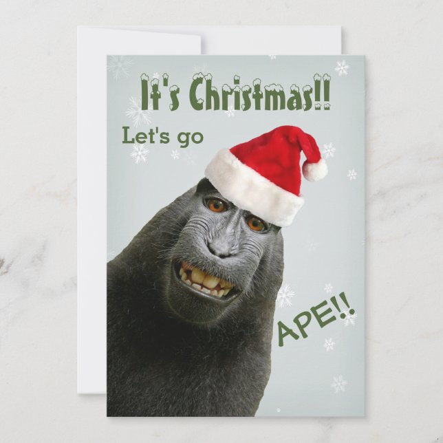 Invitation C'est Noël ! Faisons les singes !! (Devant)