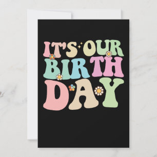 Invitation C'est notre Anniversaire Twins Super Retro