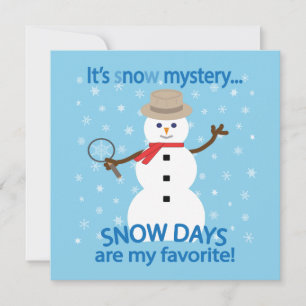Invitation C'est NOw Mystery Detective Snowman Blue