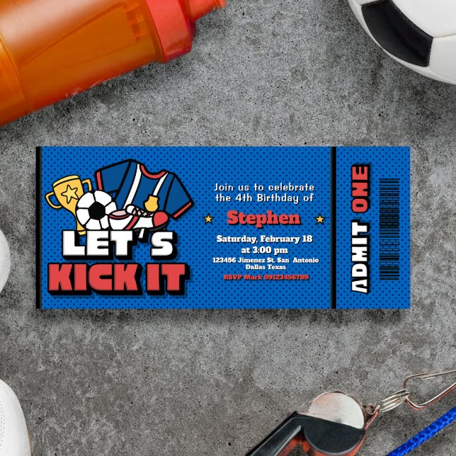 Invitation C'est parti - Football Soccer (Lets Kick it - Football Soccer Ticket Invitation)