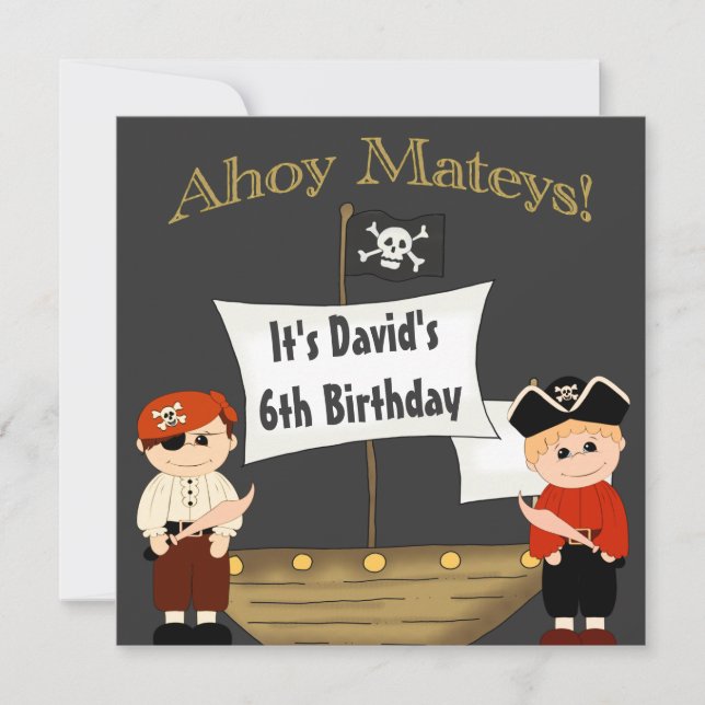 Invitation C'est pour moi un anniversaire de Pirate Life Boys (Devant)