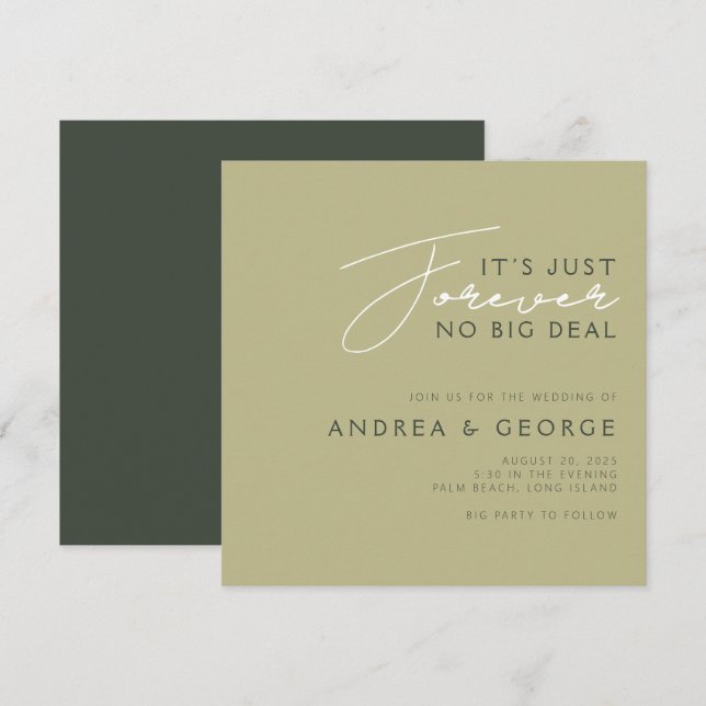 Invitation C'est pour toujours pas grand Mariage Décontracté (Devant / Derrière)