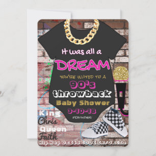 Invitation C'est quoi, tout Dream 90 hip hop rose et or