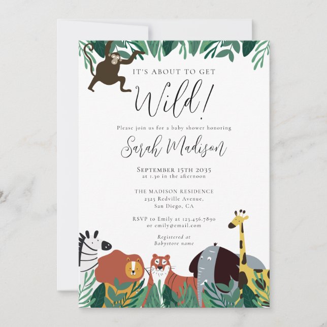 Invitation C'Est Sur Le Point D'Obtenir Le Baby shower Sauvag (Devant)